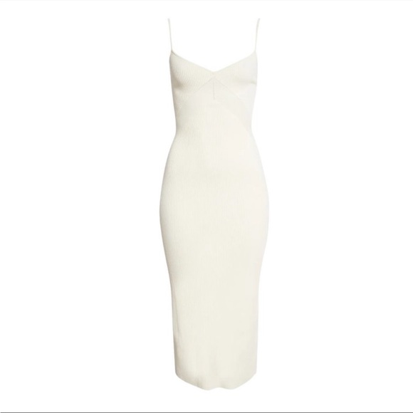 NEW RAG & BONE Asher Ribbed Midi Dress in Ivory size large - Picture 4 of 11